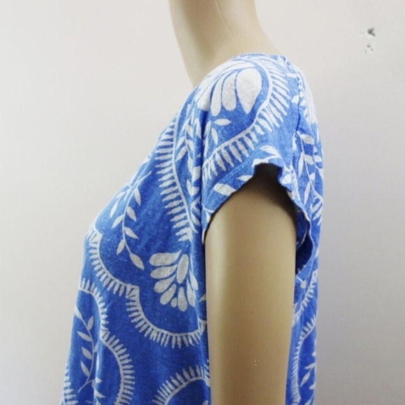 Joie 100% Linen Blue and White Print Cap Sleeve Top Boho (L) NWOT! - Picture 4 of 7